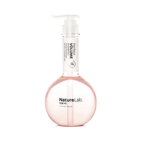 NatureLab.TOKYO Perfect Volume Shampoo bottle showing lifted strands for fuller hair.