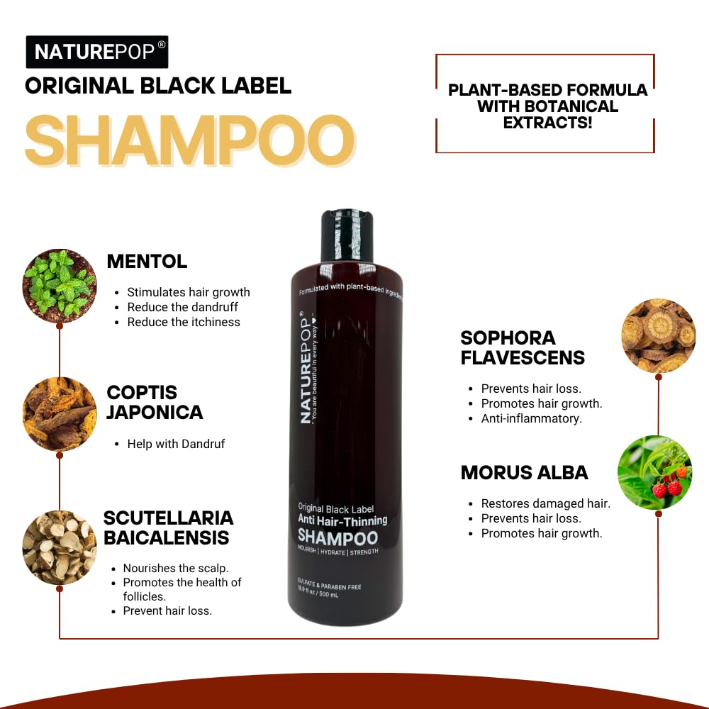 Naturepop Black Garlic Shampoo vegan label indicating cruelty free ingredients