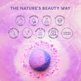 Nature's Beauty Lavender & Rosemary Bath Bomb with calming aroma for peaceful evenings.