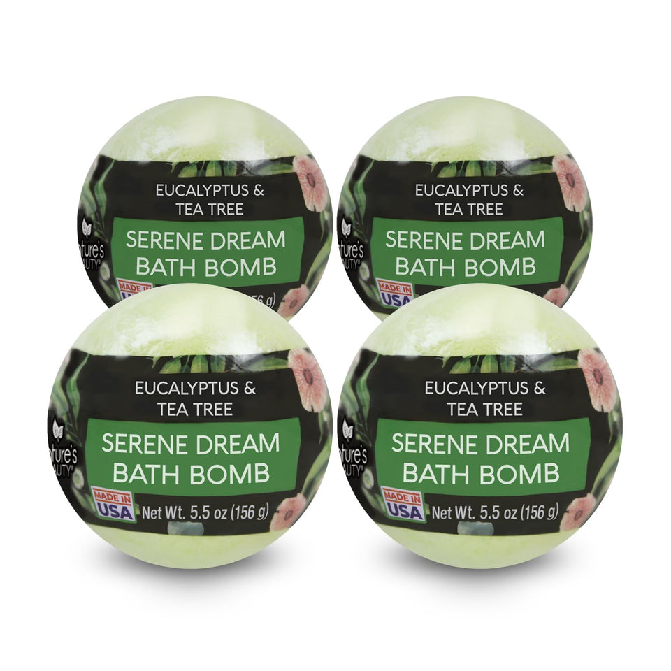 Nature's Beauty Eucalyptus and Tea Tree Bath Bomb multi-pack in action hint of spa like experience