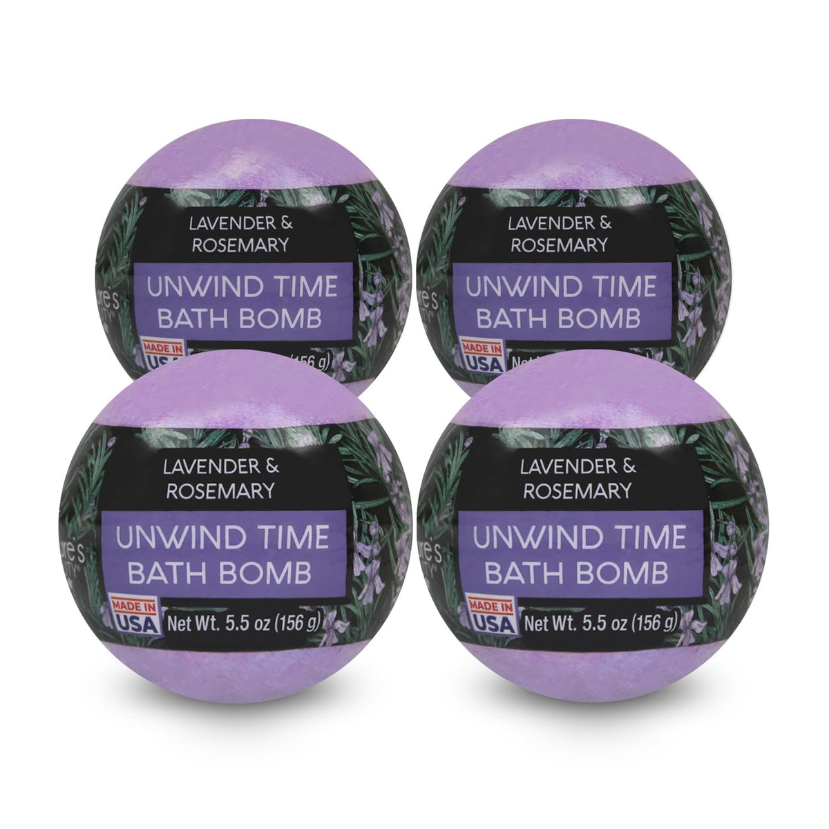 Nature's Beauty Lavender & Rosemary Bath Bomb Pack showcases calming spa packaging for home use.
