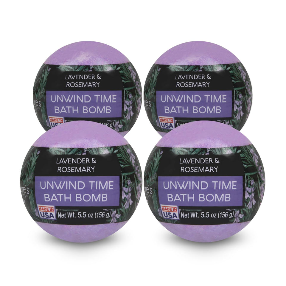 Nature's Beauty Lavender & Rosemary Bath Bomb Pack showcases calming spa packaging for home use.