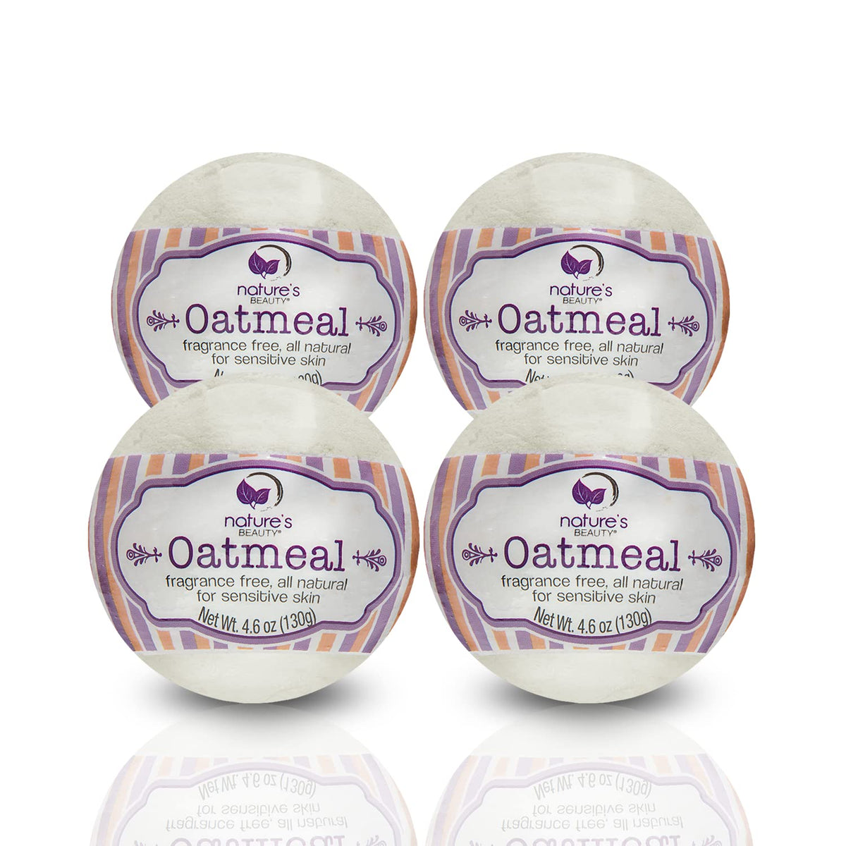 Nature's Beauty oatmeal bath bomb pack four, ideal for relaxation