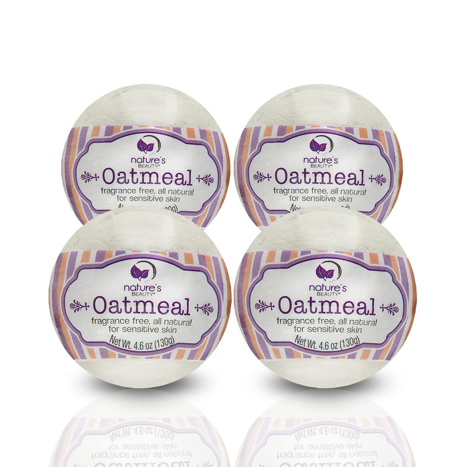 Nature's Beauty oatmeal bath bomb pack four, ideal for relaxation