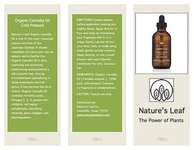 Natures Leaf Camellia Seed Oil texture close-up for velvety skin.