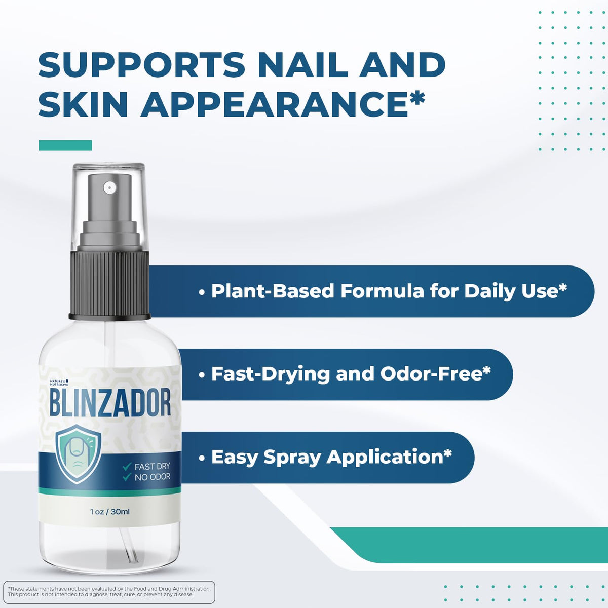 Blinzador spray in action for quick, mess-free application on feet and nails.