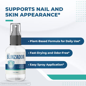 Blinzador spray in action for quick, mess-free application on feet and nails.