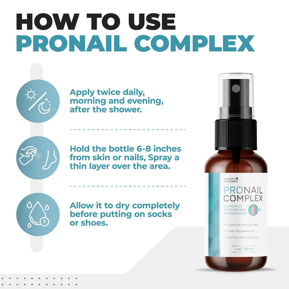 Pronail Complex Spray quick-penetration mist reaching around and under nails