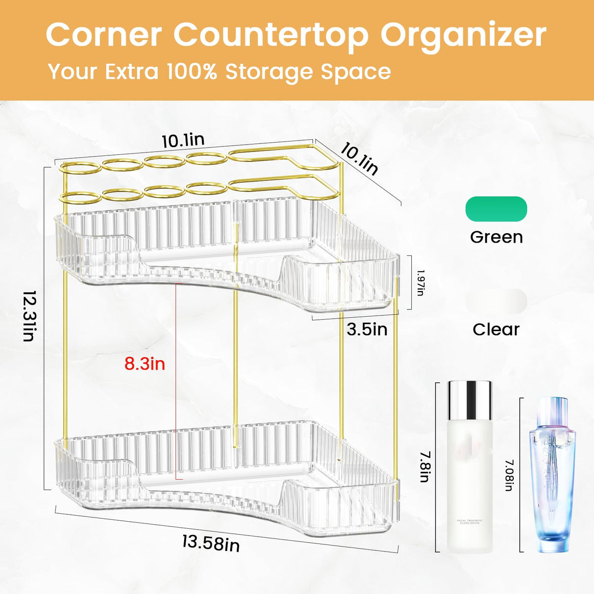 NATURE'S SOURCE acrylic organizer offers sturdy, rust-proof storage for daily beauty routines.