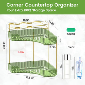 Nature's Source makeup organizer vanity green top view reveals two-tier brush holder