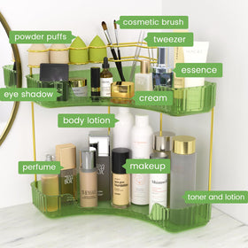 Nature's Source perfume display green on organizer adds decorative storage