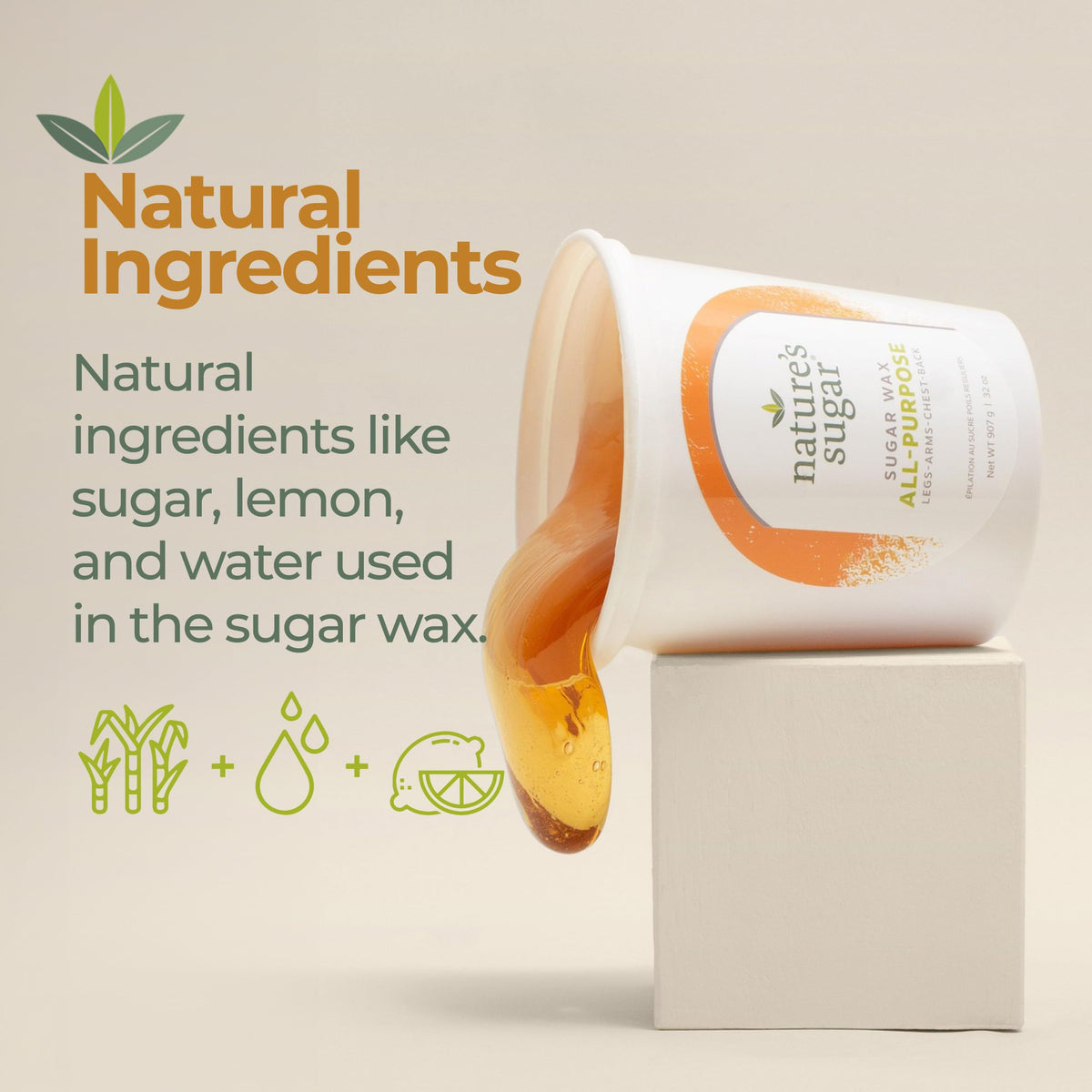 Nature's Sugar body waxing on legs and arms.