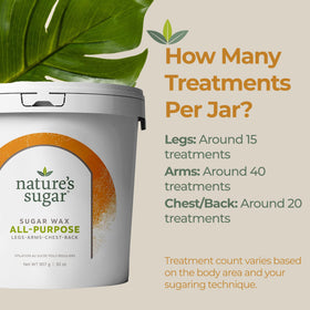 Nature's Sugar full-body waxing with consistent handling guide.
