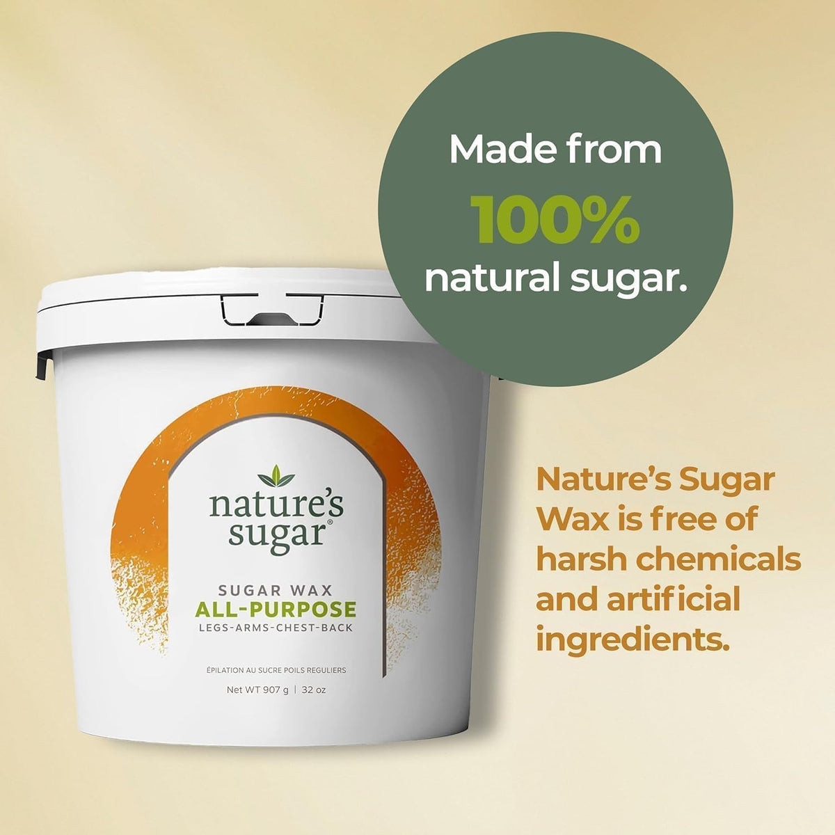 Nature's Sugar natural ingredients provide a gentle waxing base.