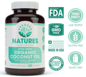 Nature's Wellness coconut oil pour bottle ideal for daily skin and hair care routines.