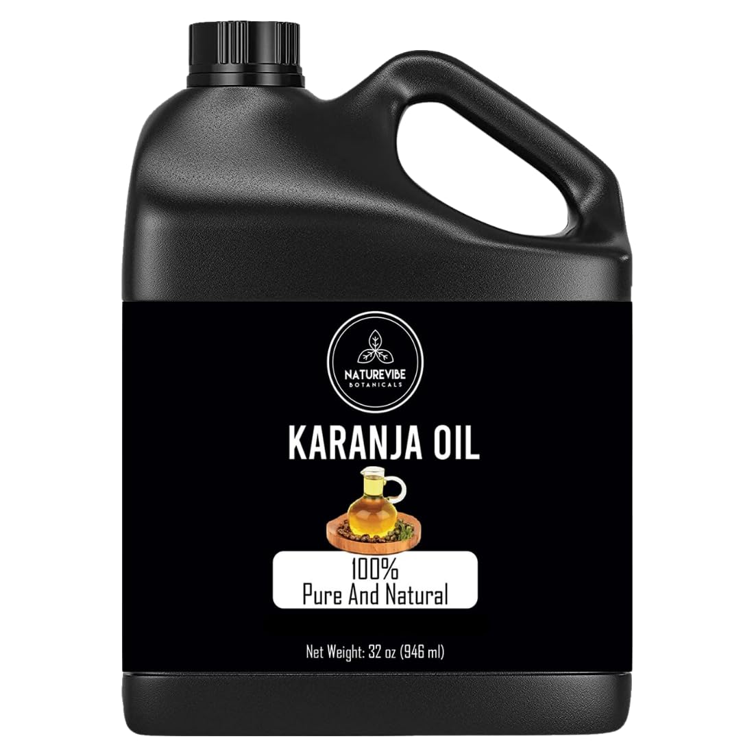 Naturevibe Botanicals Karanja Oil 32oz in airtight jar preserves freshness for daily use