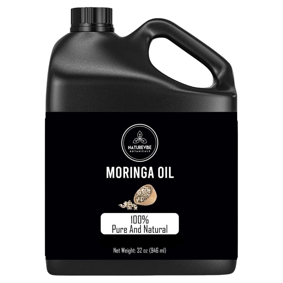 Naturevibe Botanicals Moringa Oil 32oz bottle for versatile skin and hair care.