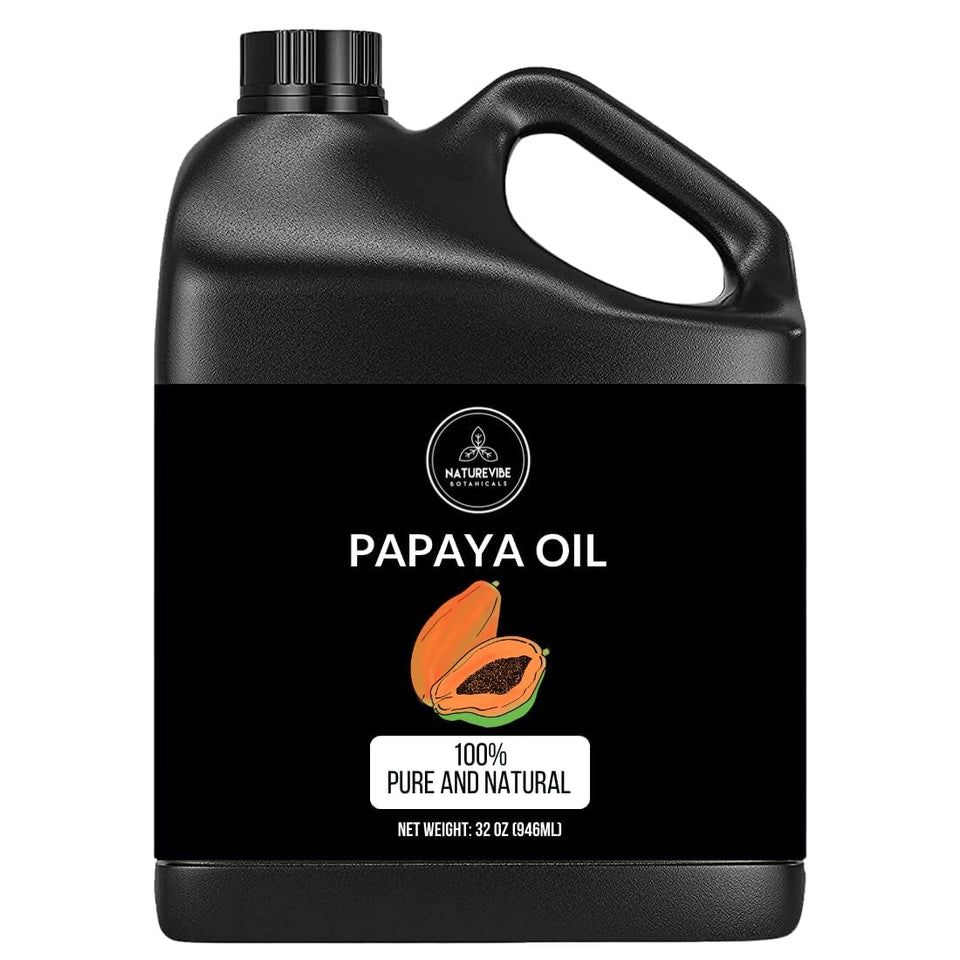 Naturevibe Botanicals Papaya Oil 32oz bottle delivers deep hydration for skin and hair.