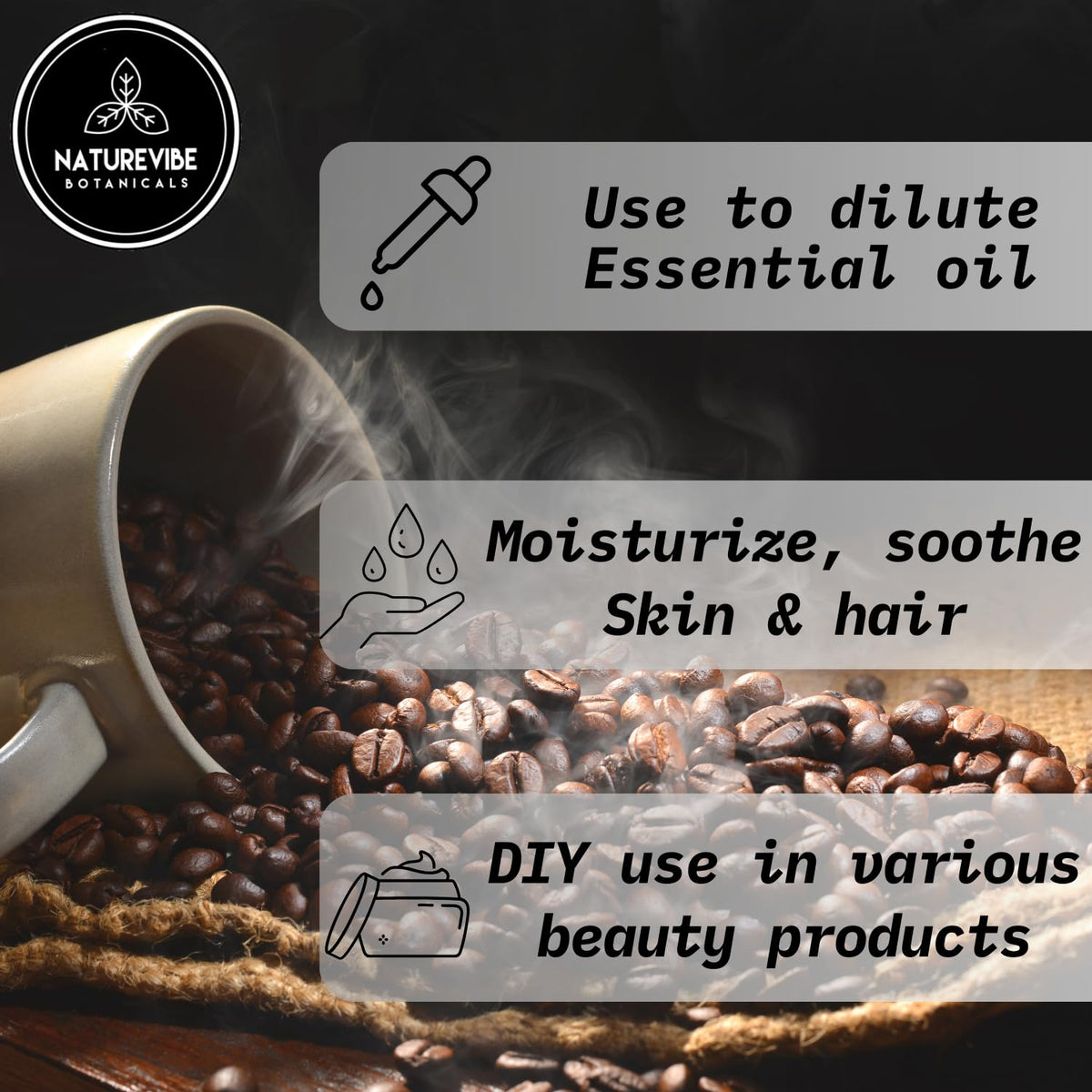 Naturevibe Coffee Bean Oil for hair care application