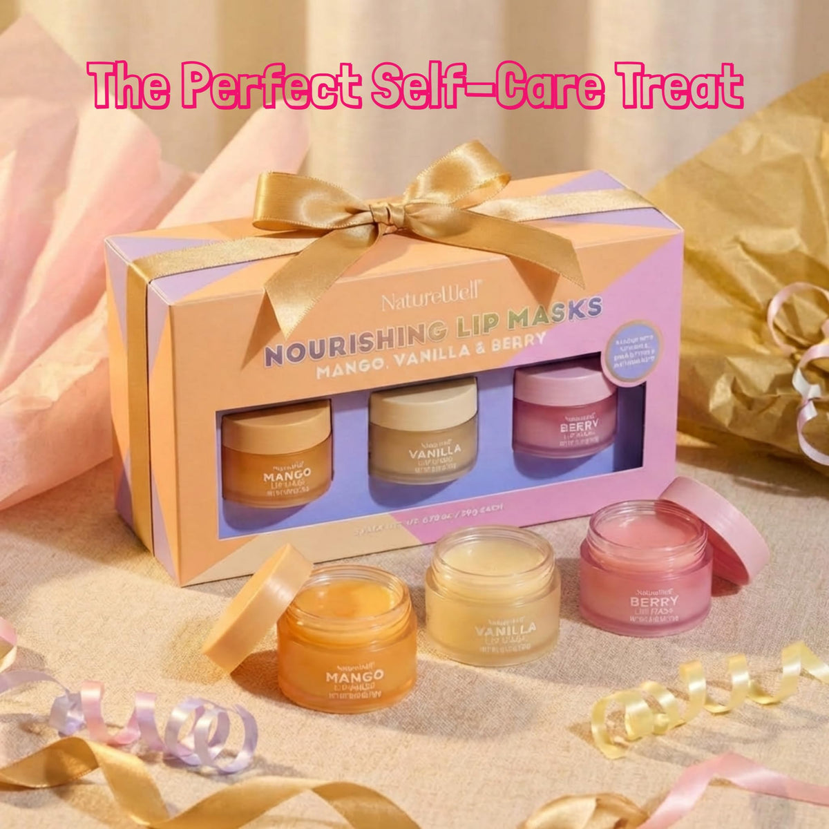 NatureWell Vegan Cruelty-Free USA label on lip mask packaging.