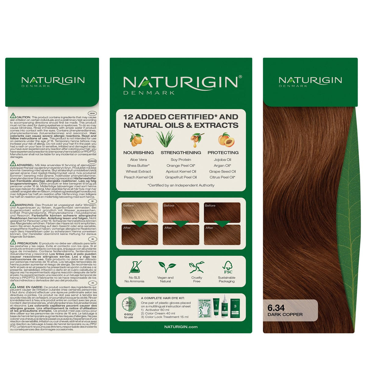 Naturigin 100% gray coverage claim visual highlighting reliability.