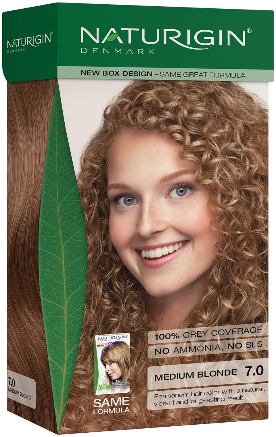 Naturigin 7.0 Medium Blonde color cream for at-home gray coverage.