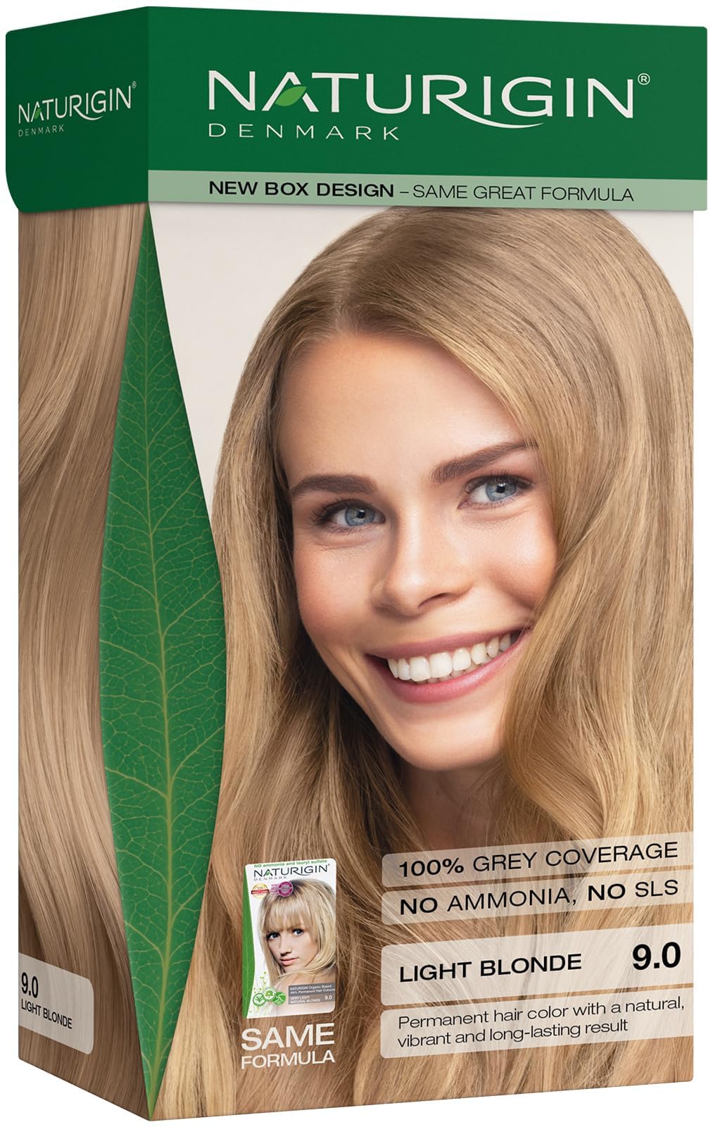 Naturigin permanent hair color 9.0 light blonde bottle with ammonia-free formula for gray coverage