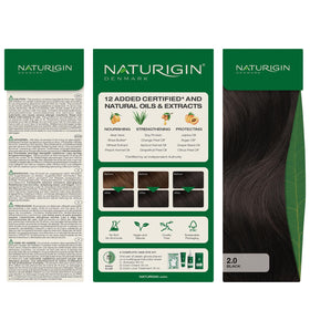 Naturigin model hair with 2.0 Black shade demonstrates a neutral, long-lasting result.