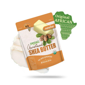 Naturise Shea Butter scalp care image communicates anti-dandruff nourishment.