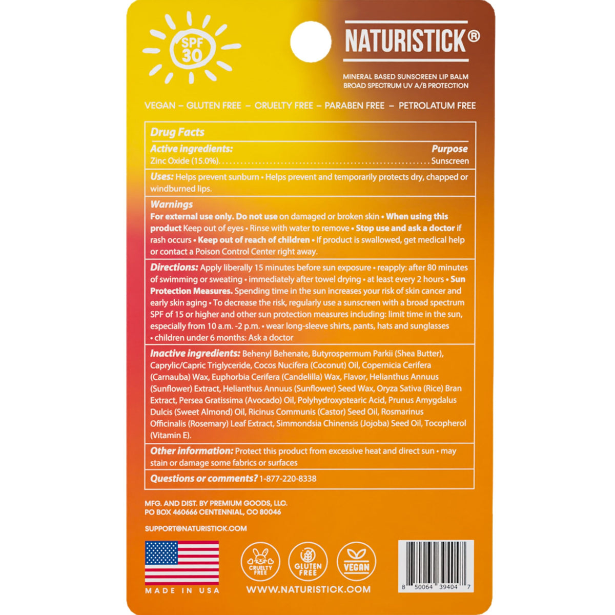 Naturistick UV Pro lip balm coconut flavor for outdoor sun defense