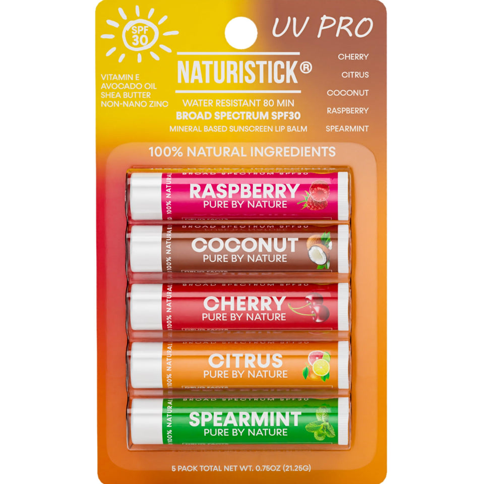 Naturistick UV Pro lip balm raspberry flavor for daily lip protection