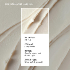 Naturium AHA Exfoliating Mask 10% ingredients panel emphasizes glycolic and lactic acids