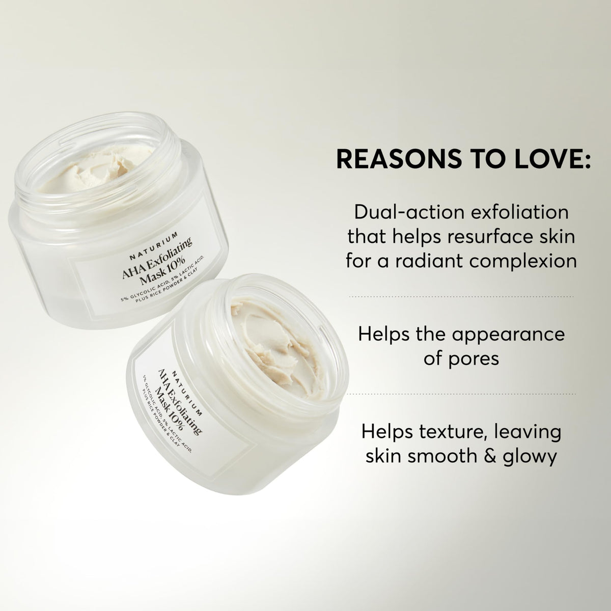 Naturium AHA Exfoliating Mask 10% texture close-up highlights smooth, refined skin feel