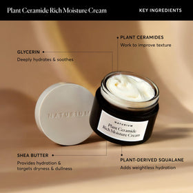 Closeup of Naturium ceramide rich moisture cream bottle packaging