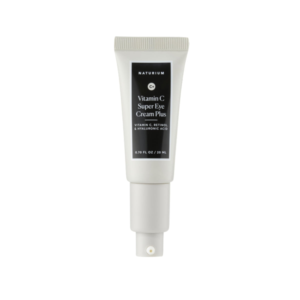 Naturium Vitamin C Super Eye Cream Plus bottle close-up for brightening the eye area.