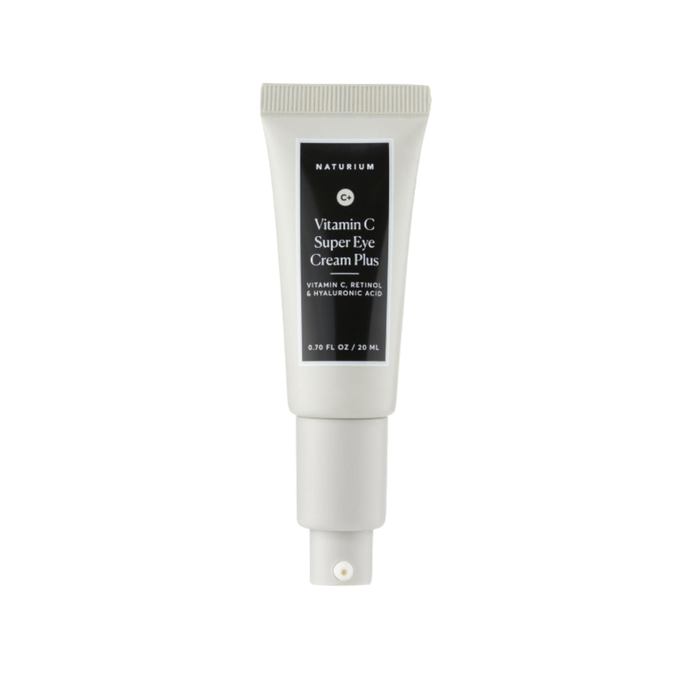Naturium Vitamin C Super Eye Cream Plus bottle close-up for brightening the eye area.