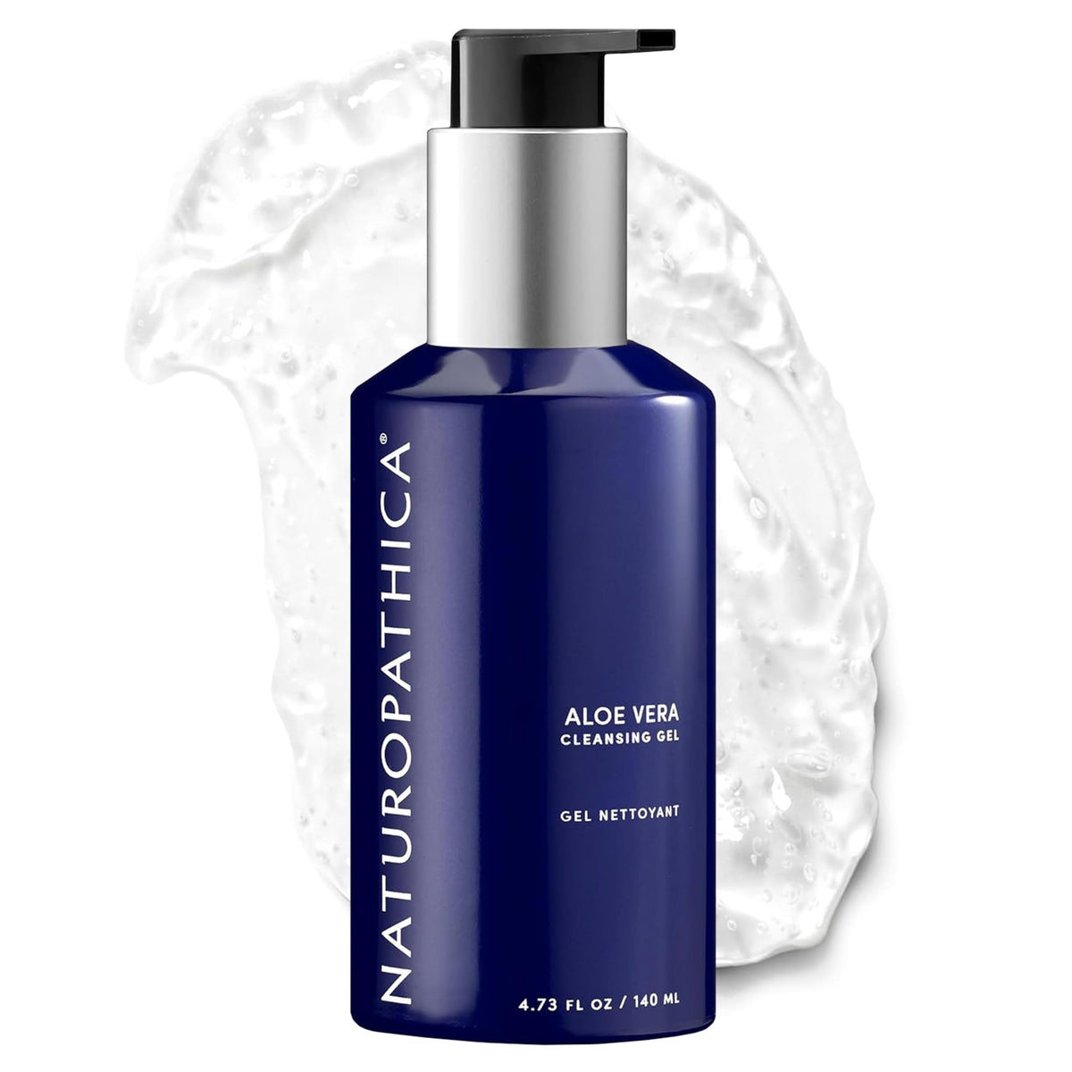 Naturopathica Aloe Vera Cleansing Gel packaging highlights clean, cruelty-free, USA-made skincare.