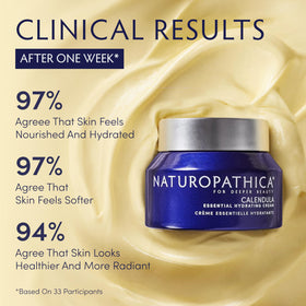 Naturopathica Calendula Essential Hydrating Cream application on face demonstrates morning nourishment