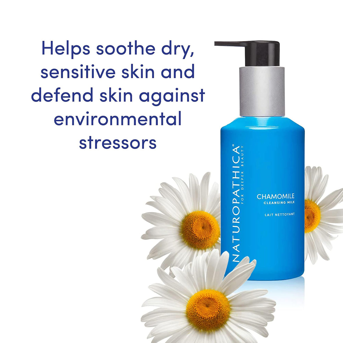 Naturopathica Chamomile Cleansing Milk highlights moringa's moisturizing properties.