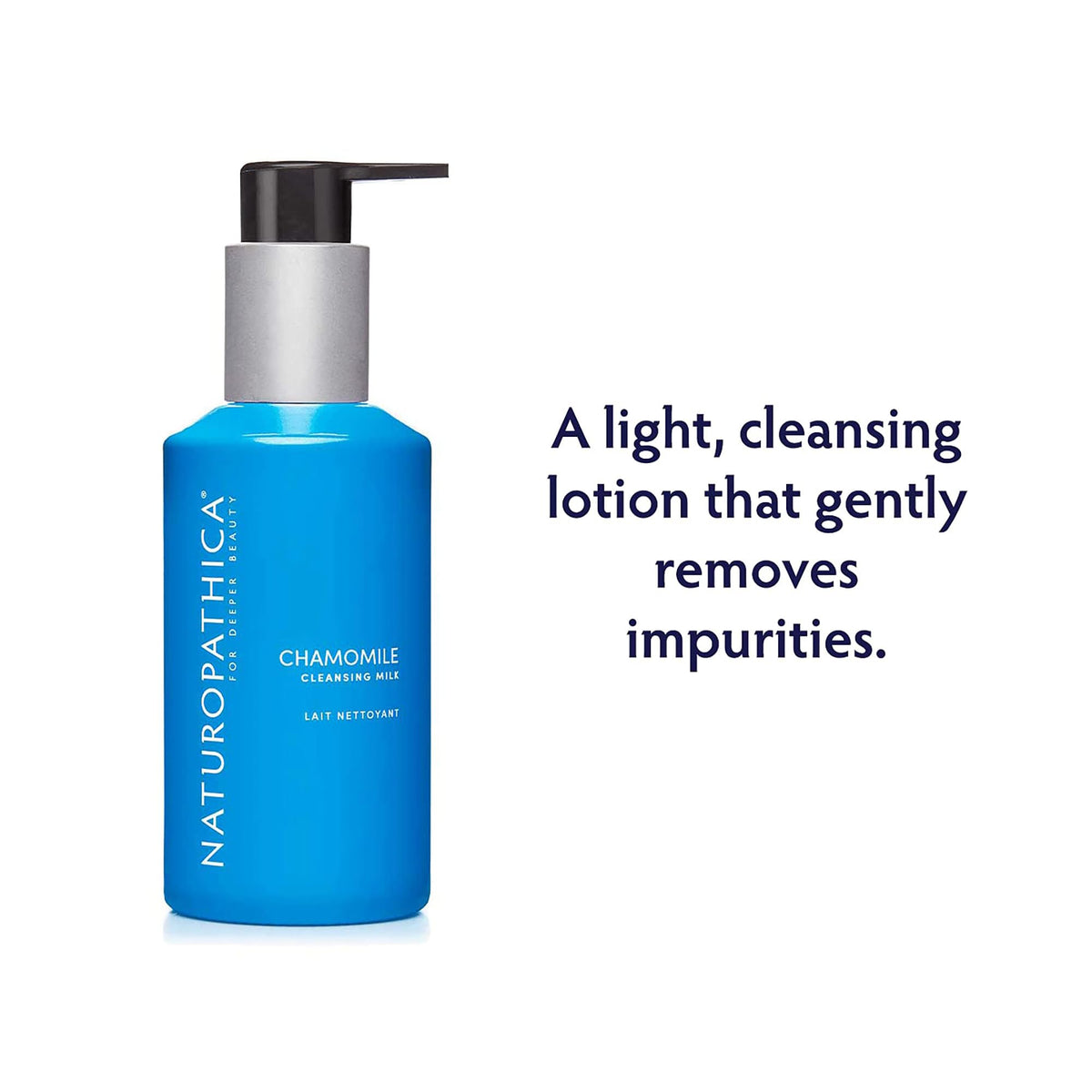 Creamy texture close-up of Naturopathica Chamomile Cleansing Milk for soothing cleanse.