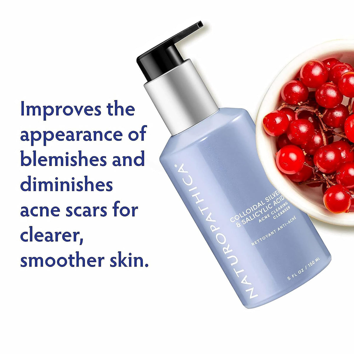 Naturopathica cleanser pump bottle with creamy lather ready to use.