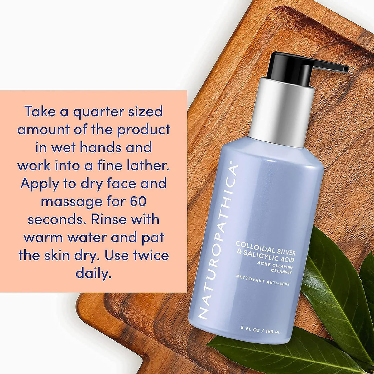 Naturopathica cleanser highlighting cranberry extract and colloidal silver components.