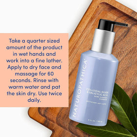 Naturopathica cleanser highlighting cranberry extract and colloidal silver components.