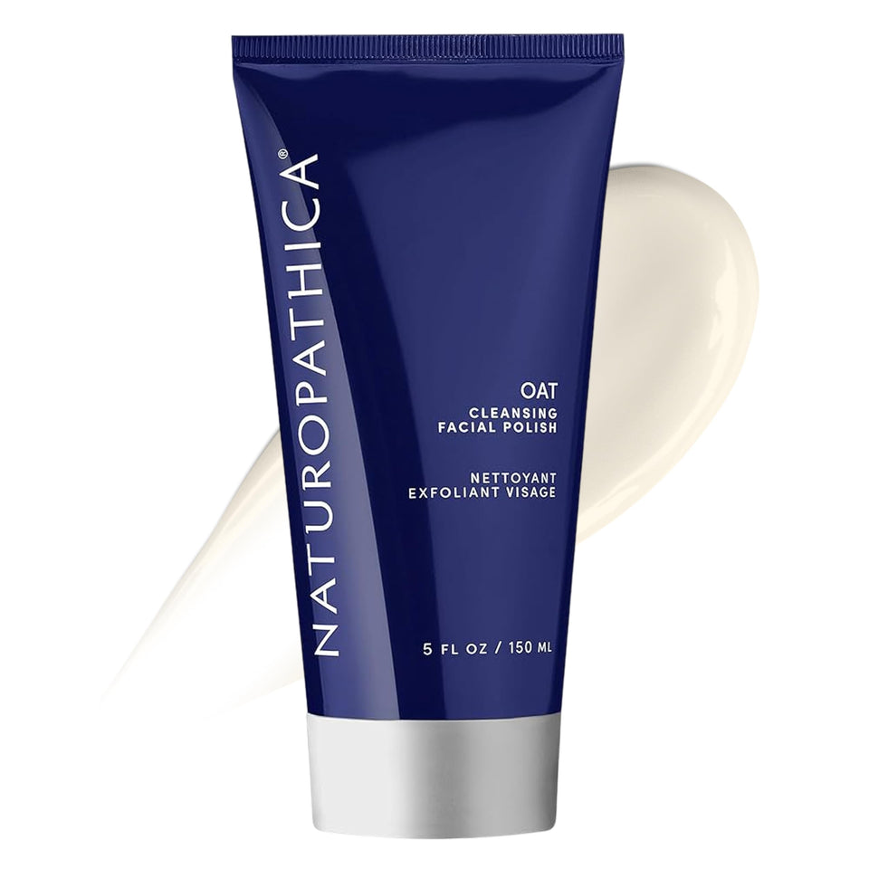 Naturopathica Oat Cleansing Polish jar closeup showing gentle exfoliation for radiant skin