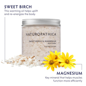 Flakes dissolve in warm bathwater for a relaxing soak with Sweet Birch.