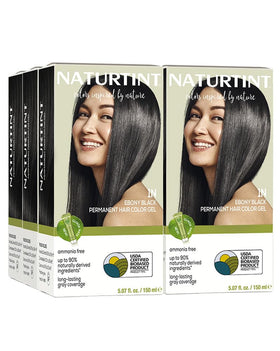 Naturtint 1N Ebony Black pack 6: complete home coloring kit for lasting, natural-looking shade