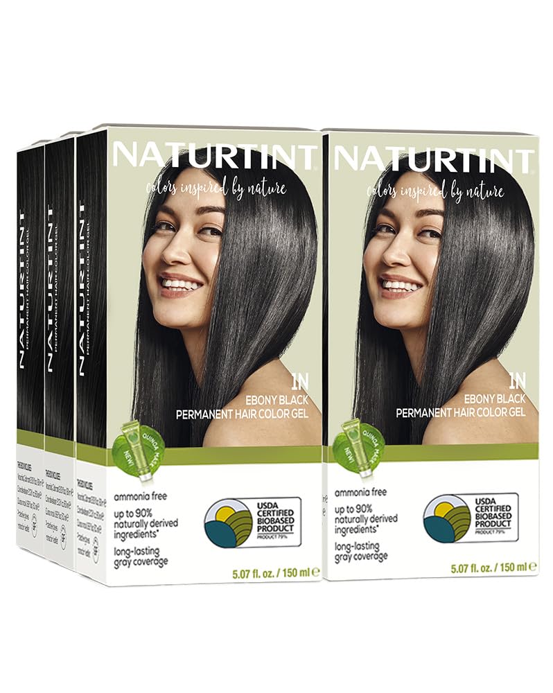 Naturtint 1N Ebony Black pack 6: complete home coloring kit for lasting, natural-looking shade