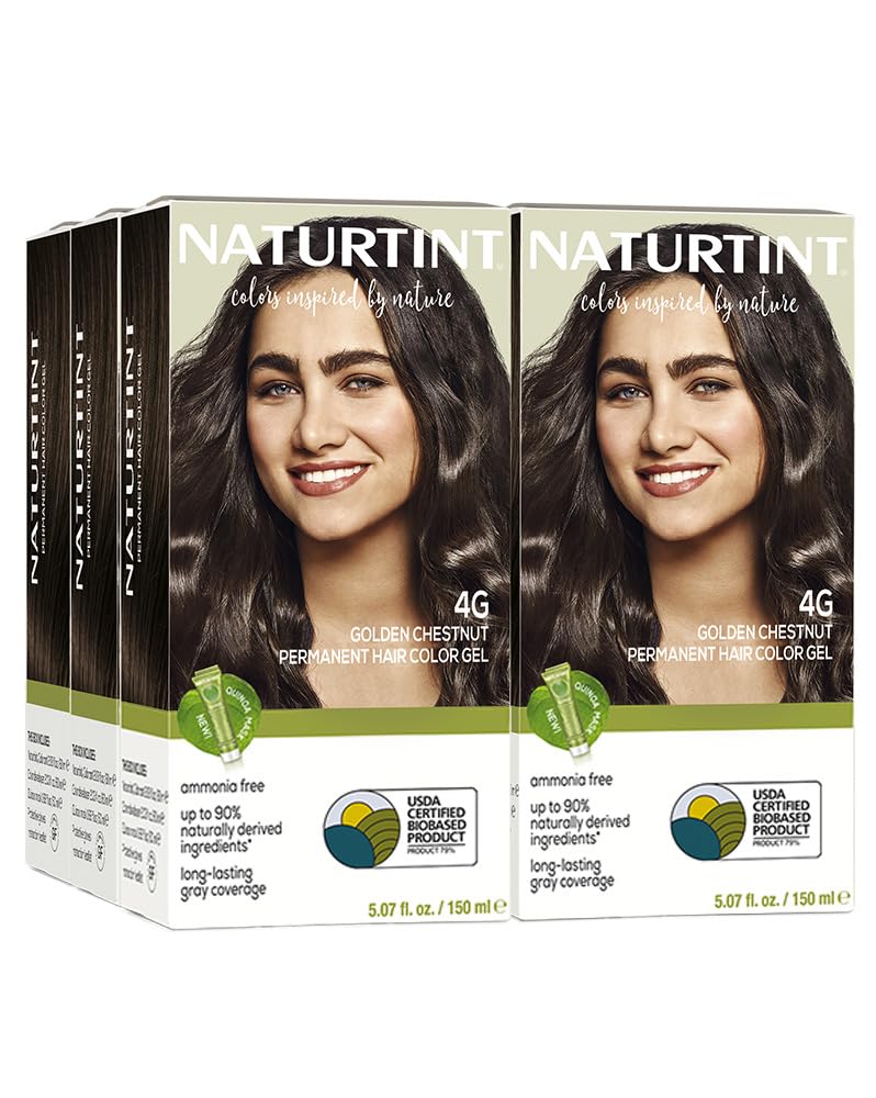 Naturtint 4G Golden Chestnut bottle shows ammonia-free formula for gentle at-home coloring.