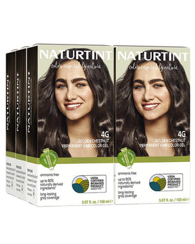 Naturtint 4G Golden Chestnut bottle shows ammonia-free formula for gentle at-home coloring.