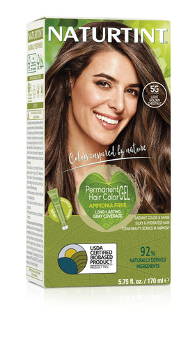 Naturtint 5G light golden chestnut color swatch shows vibrant tone and lasting shine.